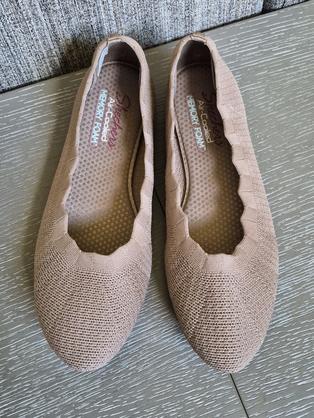 Skechers Cleo 2.0 Love Spell Women's Knit Slip-On Ballet Flats in Blush Taupe